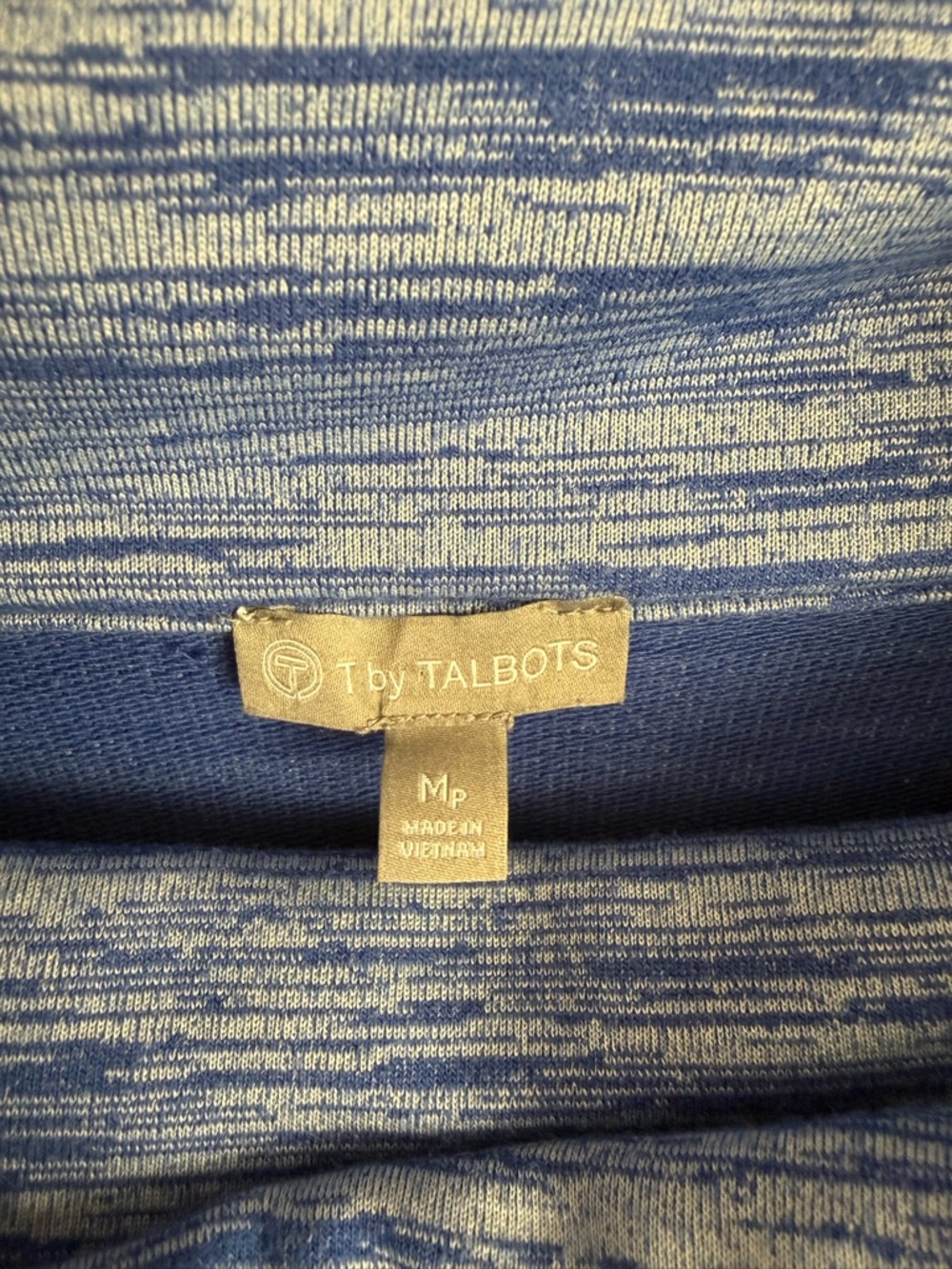 T by Talbots Striped Cowl Neck Pullover Sweater Petite Medium Blue White PM - Picture 2 of 9